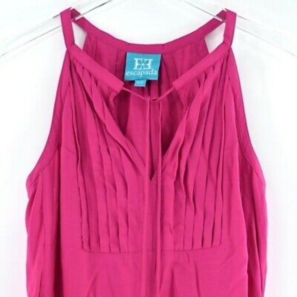 ESCAPADA Fuchsia Pleat Front Halter Tunic Top #K18 - Picture 3 of 9